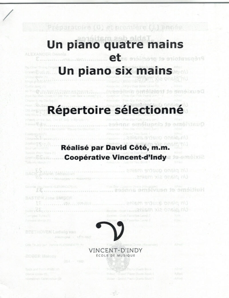 Un piano quatre et six mains, répertoire sélectionné