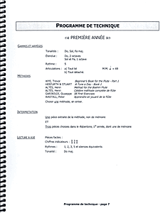 Programme d'études - flûte traversière