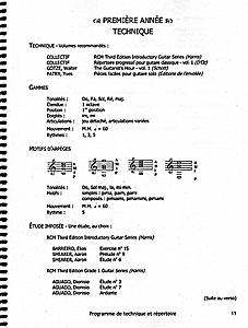 Programme d'études guitare classique