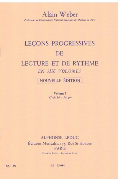 Weber, Alain - Leçons progressives de lecture et de rythme volume I