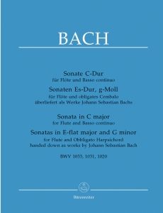 Bach, Johann Sebastian - Sonates en do majeur pour la flûte et la basse continue, en mi bémol majeur et sol mineur pour flûte et clavier
