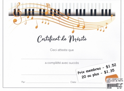 Certificat de mérite (Clavier)