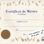 Certificate of accomplishment (French - Music symbols)