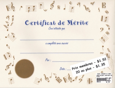 Certificat de mérite (Symboles musicaux)
