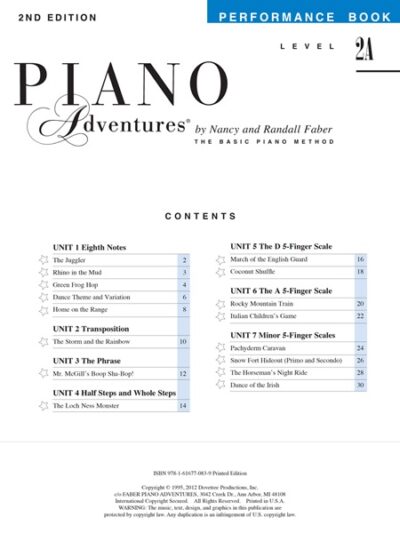 Faber and Faber - Piano Adventures Level 2A Performance Book 2nd Edition