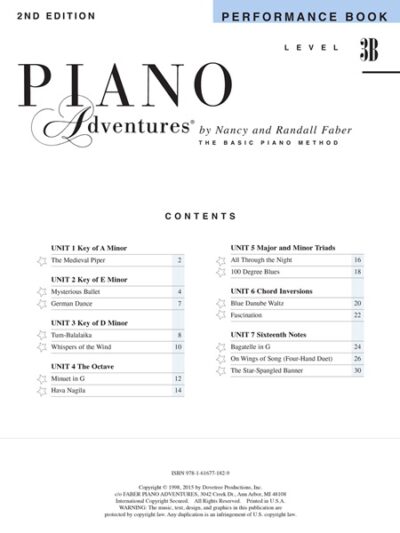 Faber and Faber - Piano Adventures Level 3B Performance Book 2nd Edition