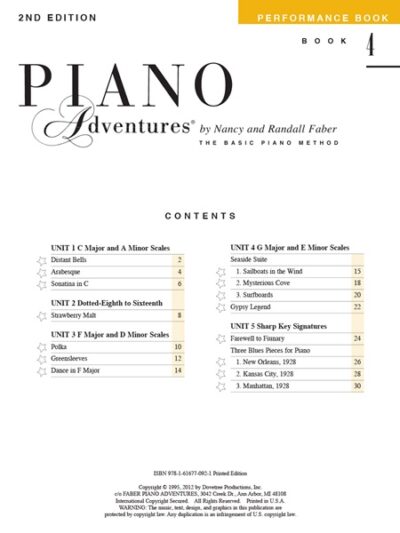 Faber and Faber - Piano Adventures Level 4 Performance Book 2nd Edition