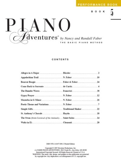 Faber and Faber - Piano Adventures Level 5 Performance Book