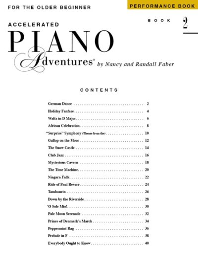 Faber and Faber - Accelerated Piano Adventures Level 2 Performance Book