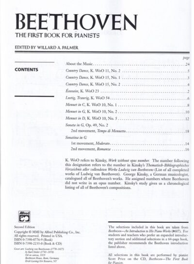 Van Beethoven, Ludwig - The First Book For Pianists